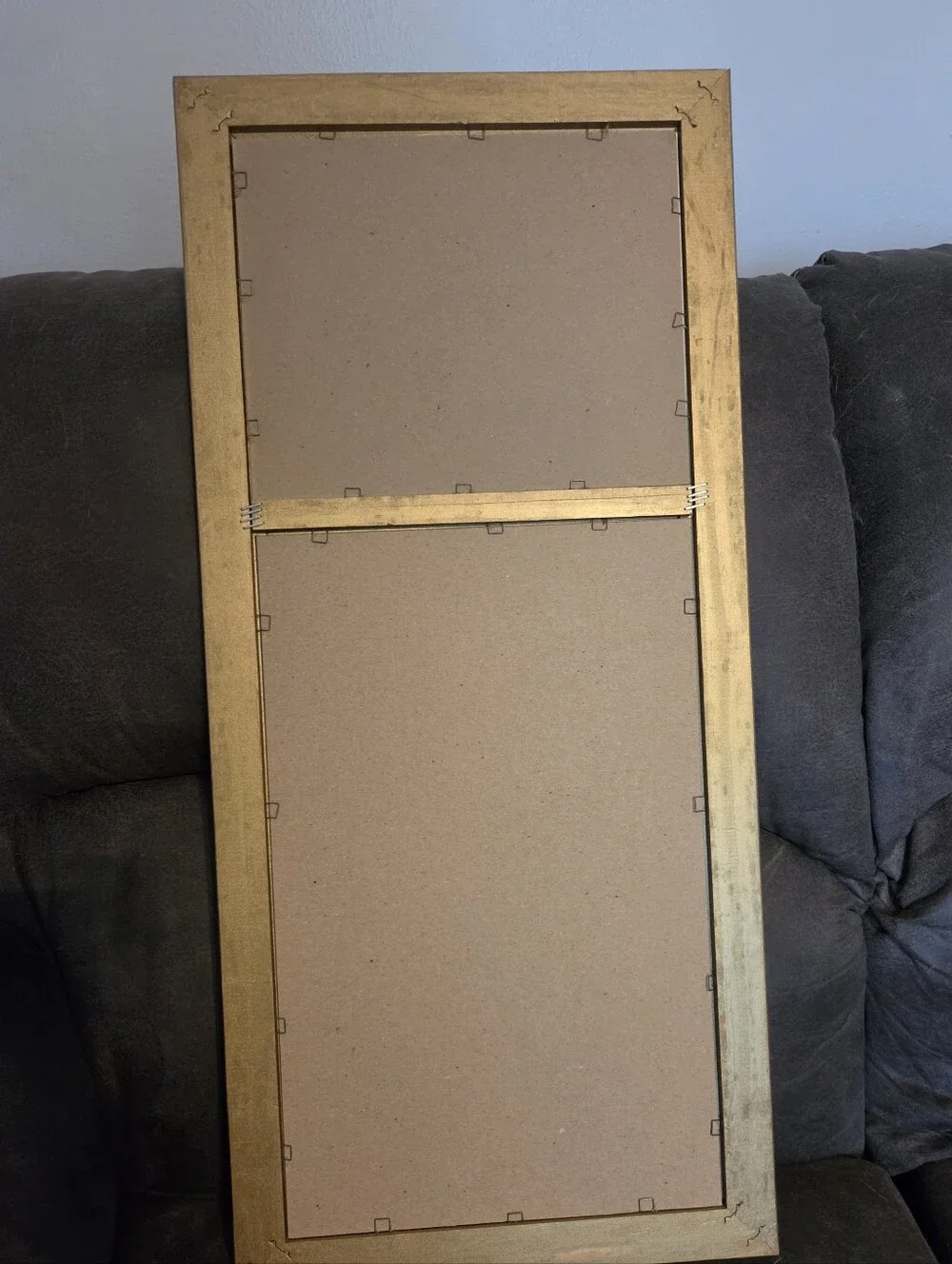 Vintage Gold Framed Wall Mirror with Floral Bear Print Grandma Cottage